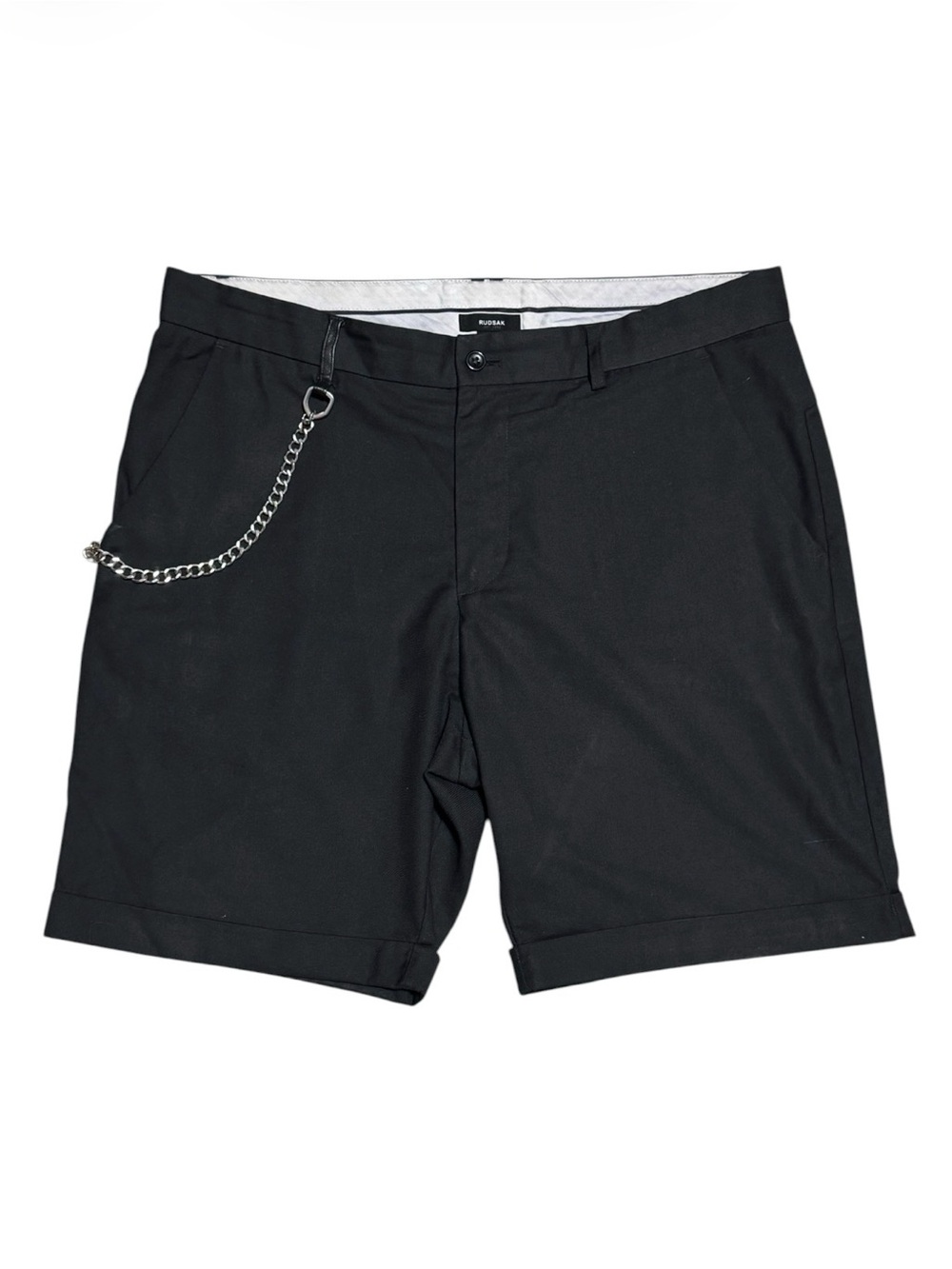 ❌SOLD❌ 135 RUDSAK Men's Chainlink Bermuda Cuffed Hem Shorts - Black, Sz 36 - Picture 2 of 8